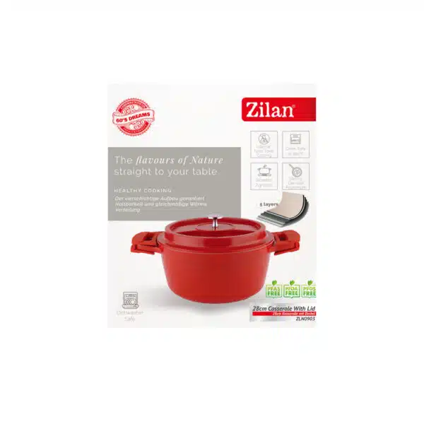 Oala cu capac ZILAN, din ceramica, diametru 28cm, capacitate 5l, rosu / ZLN 0903 - imagine 6