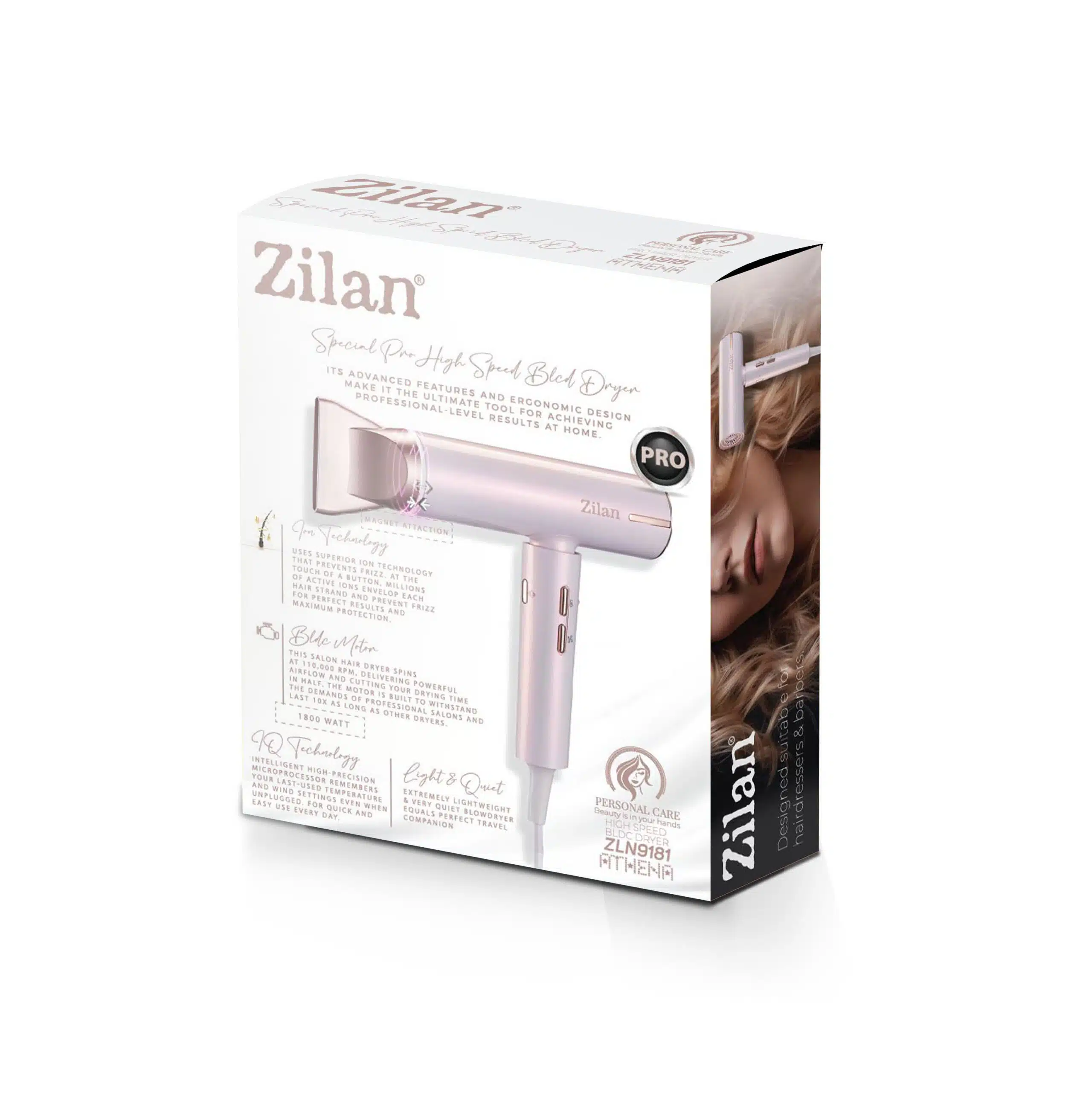 Uscator de par ATHENA ROSE, putere 1800W, 3 trepte de viteza ZILAN