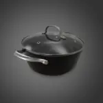 Cratita din fonta tip fagure cu capac de sticla OTI, diametru 24cm, capacitate 3.5L 181654 / OTI 0015