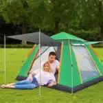 Cort de camping pentru 4 persoane, cu 2 usi, 200x200x150cm, verde deschis Z-TOOLS / ZTS 8465 - imagine 2