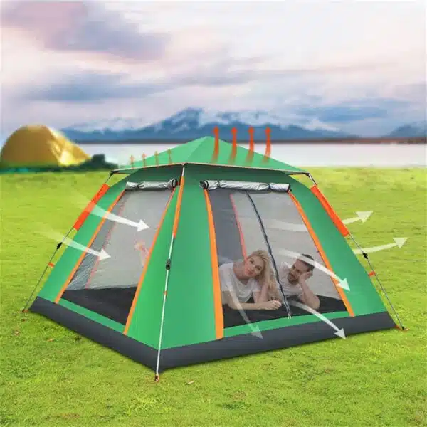 Cort de camping pentru 4 persoane, cu 2 usi, 200x200x150cm, verde deschis Z-TOOLS / ZTS 8465 - imagine 3