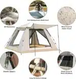 Cort de camping pentru 4 persoane, cu 2 usi, 200x200x150cm, gri Z-TOOLS / ZTS 8466 - imagine 2