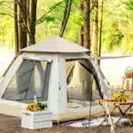 Cort de camping pentru 4 persoane, cu 2 usi, 200x200x150cm, gri Z-TOOLS / ZTS 8466 - imagine 3