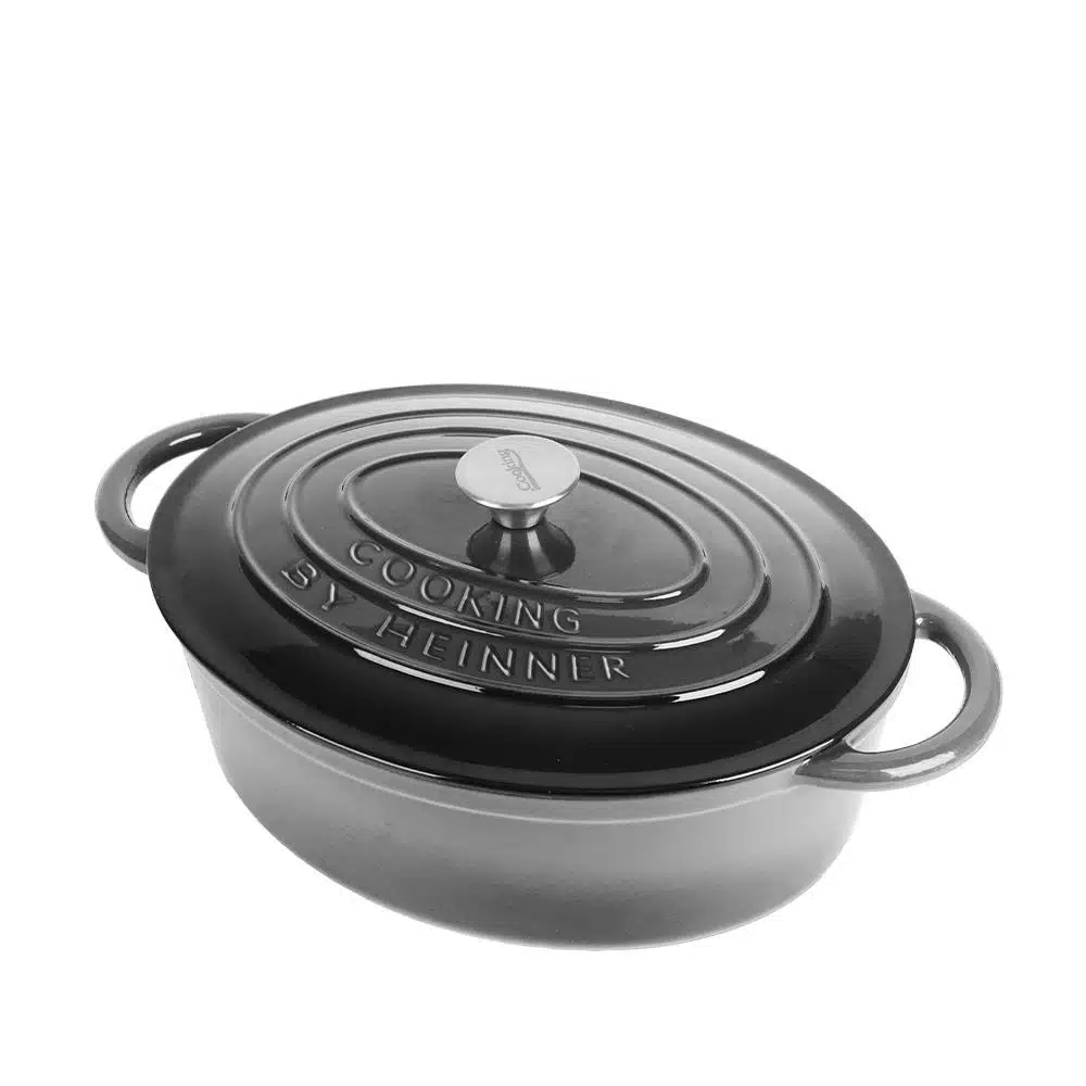 DCN60800_3 Cratita ovala din fonta emailata cu capac, 37x29x15cm, capacitate 9l Marble Gray / DCN60800 - imagine 1