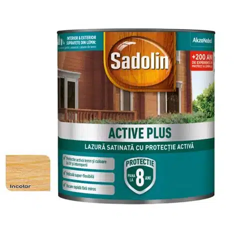 EXT10119 Lazură satinată pentru lemn, pe bază de apă, Sadolin, incolor 2.5 L / EXT10119 - imagine 1