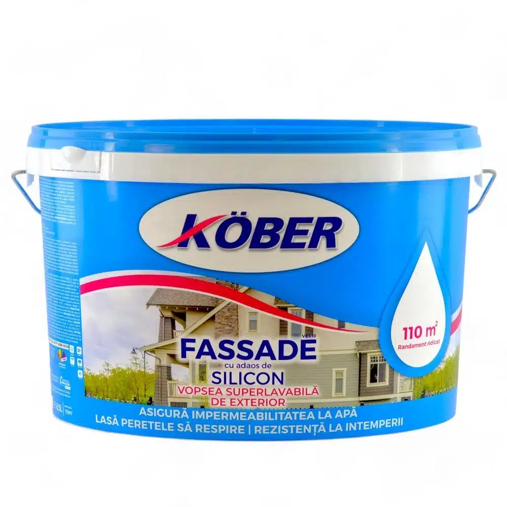 V8910-P8.5L Vopsea lavabila pentru exterior, fassade silicon, 8.5L, KOBER / V8910-P8.5L - imagine 1